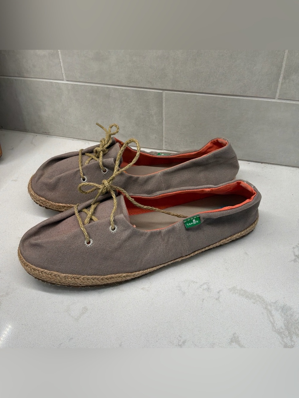 Sanuk Twine Side Walk Surfer Womens Beige Canvas Beach Boat Shoes Size 10 Women